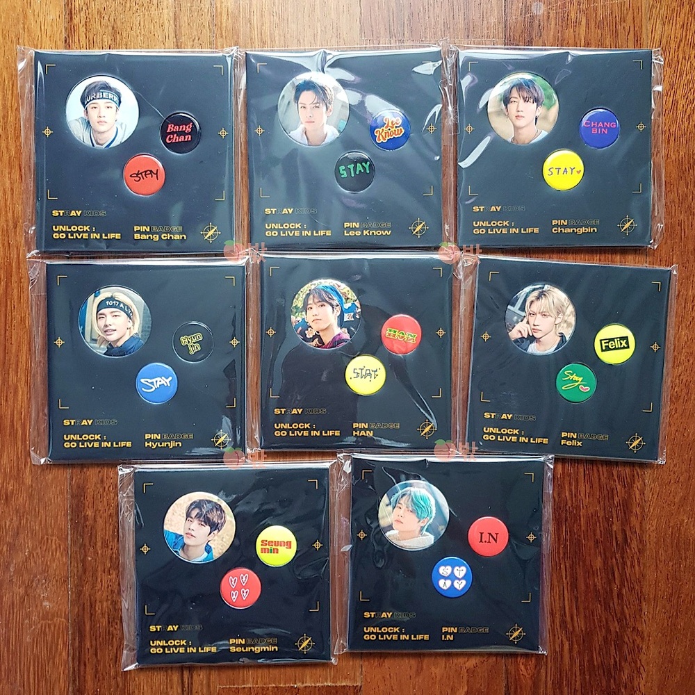 Kpop Stray Kids Unlock: Go Live In Life Merch Pin Badge Set